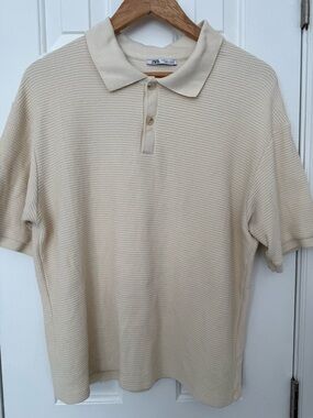 Zara | Short-sleeved Polo | Size L | Ivory